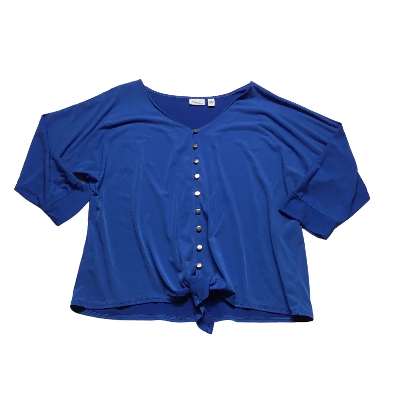 Top Long Sleeve By Kim Rogers In Blue, Size: Xl