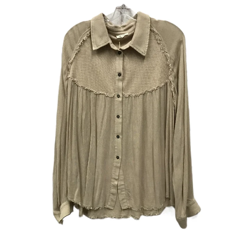 Top Long Sleeve By La Miel In Beige, Size: L