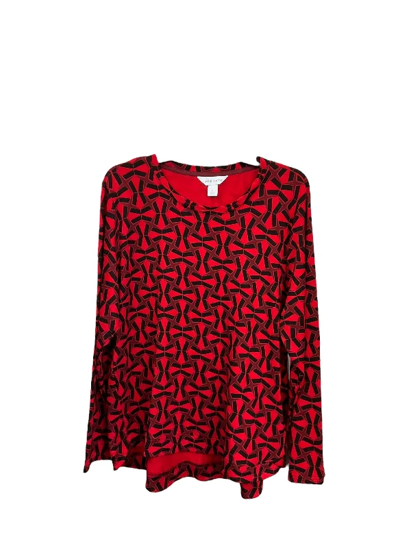 Top Long Sleeve By Liz Claiborne In Black & Red, Size: Xl