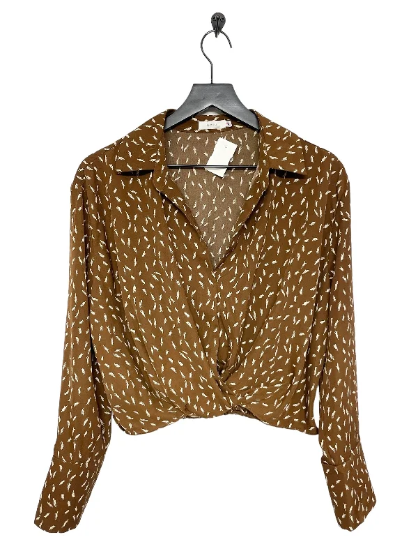 Top Long Sleeve By Lush In Brown, Size: M