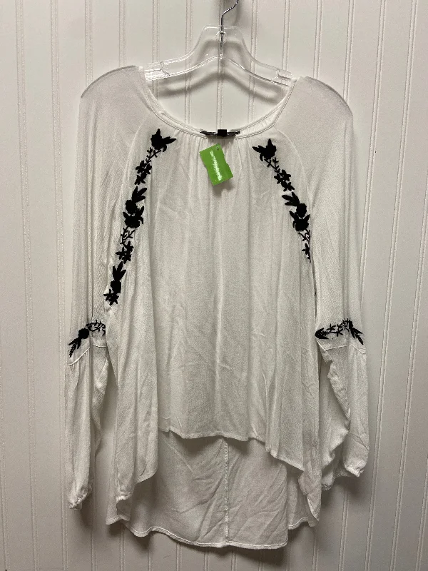 Top Long Sleeve By Simply Vera In White Black, Size: Xl