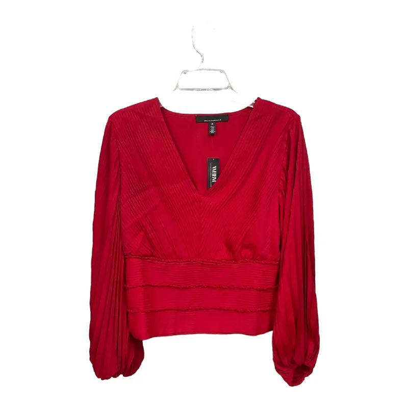 Top Long Sleeve By White House Black Market In Red, Size: L