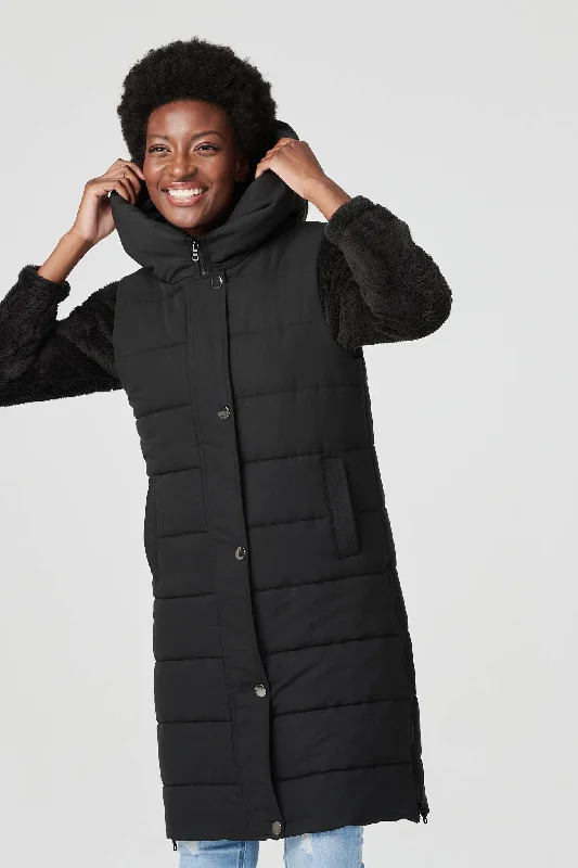 Longline Quilted Hooded Gilet Vest