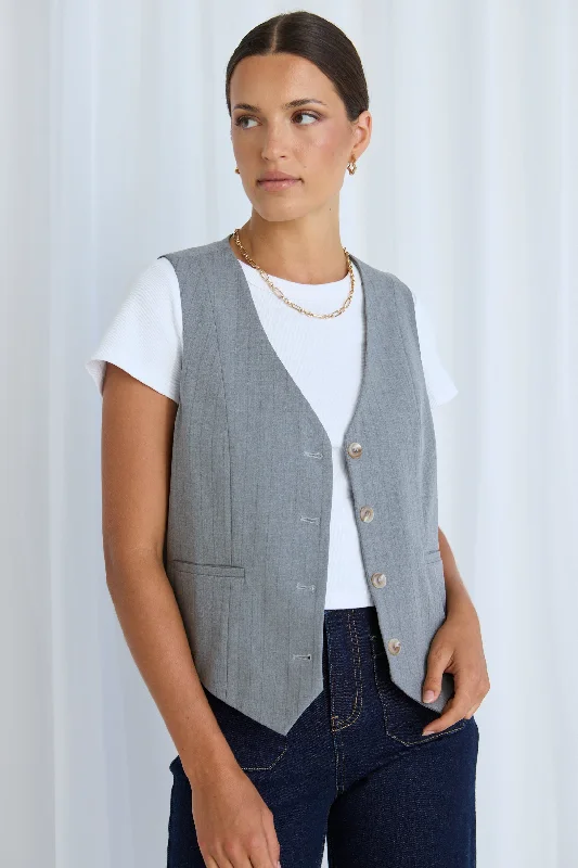 Virtue Grey Pinstripe Vest