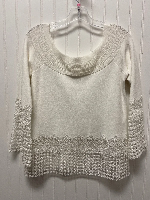 White Top Long Sleeve Designer Elie Tahari, Size M