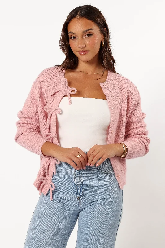 Wilde Bow Front Cardigan - Blush (Hold for Fall Edit)