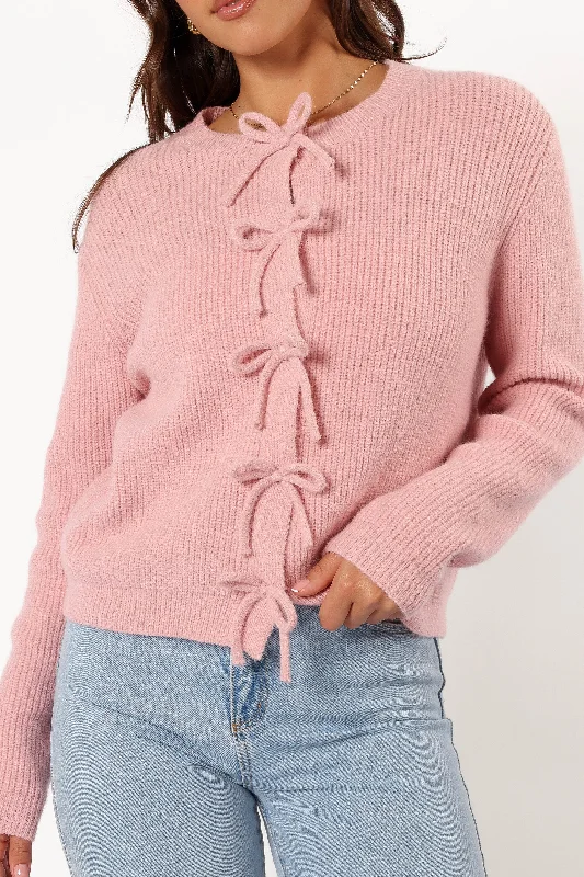 Wilde Bow Front Cardigan - Blush (Hold for Fall Edit)