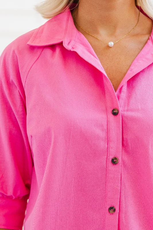 With Your Love Pink Button Down Blouse