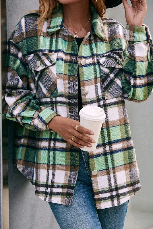 Long Sleeve Boyfriend  Button Down Plaid Shirt