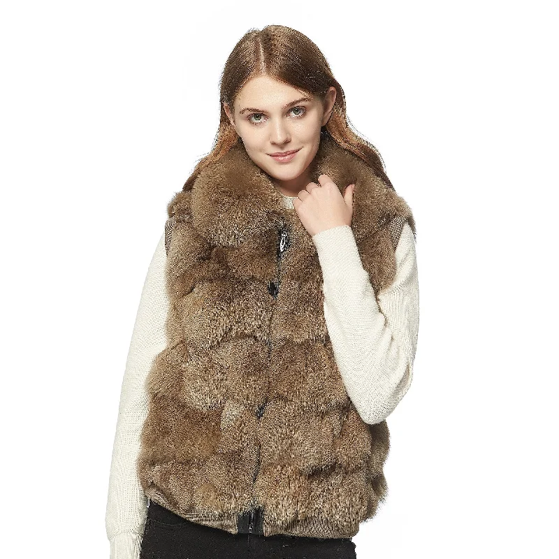 FS152111 Women's Vest Real Fox Fur Vest Women jacket Fox Fur Collar  Winter Vest Women Spring jackets Fur Story