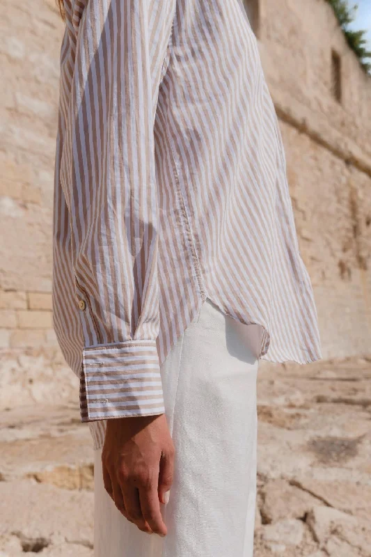 You Got This Ecru Stripe Poplin Oversized Shirt