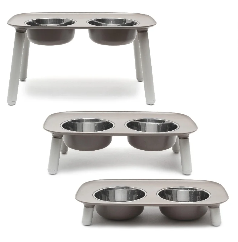 Adjustable Elevated Double Feeder with Stainless Steel Bowls