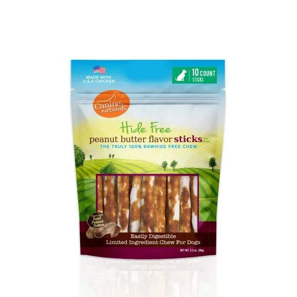 Canine Naturals Hide-Free Peanut Butter Sticks - 5" 10pk