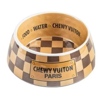 Checker Chewy Vuiton Bowl Set