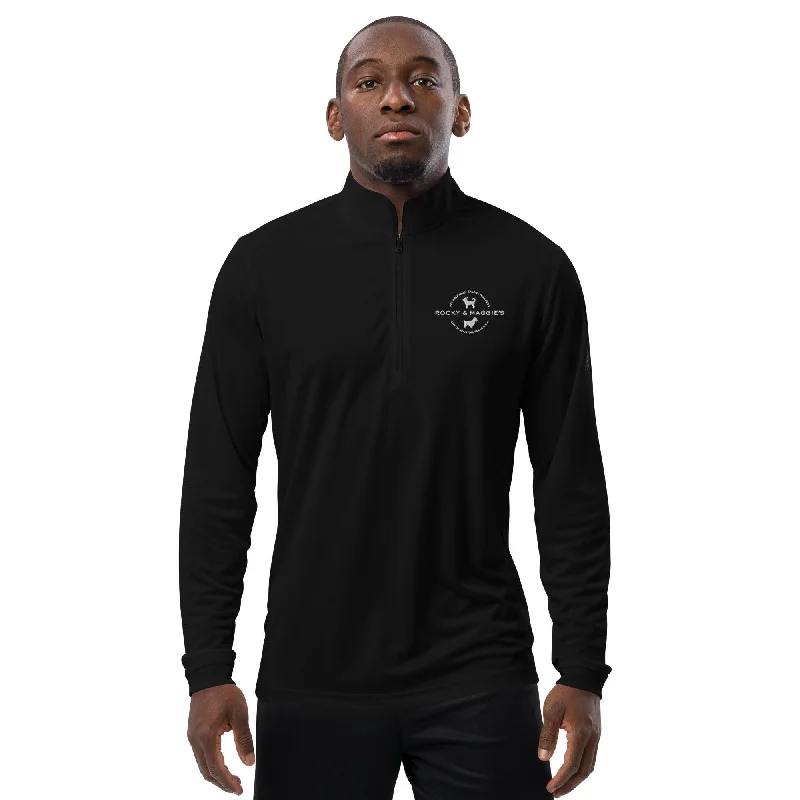 Quarter zip pullover with Rocky & Maggies of Houston logo