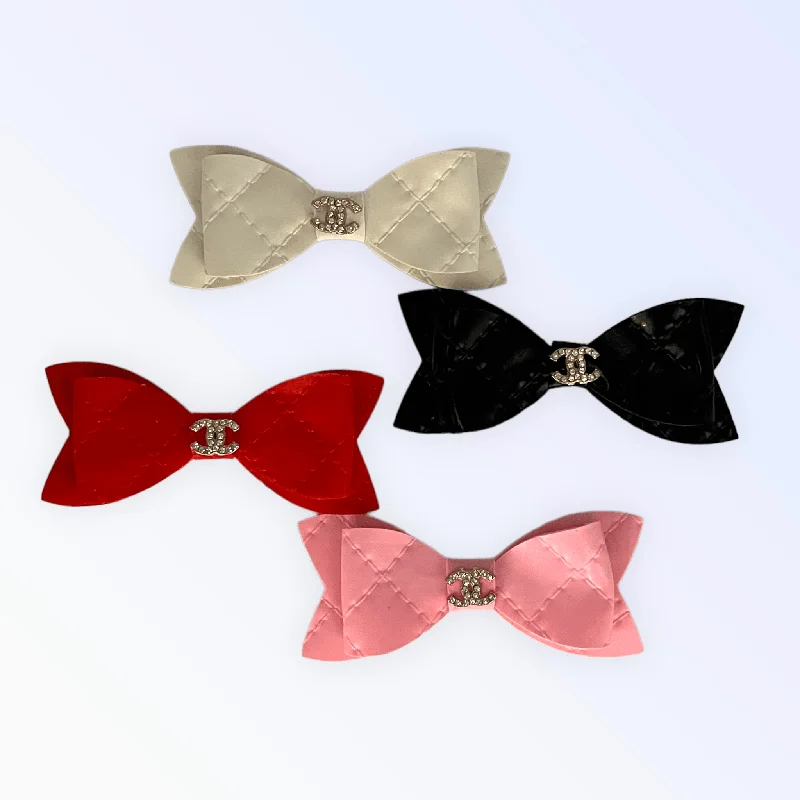 Quilted CC Leather Hair Bows