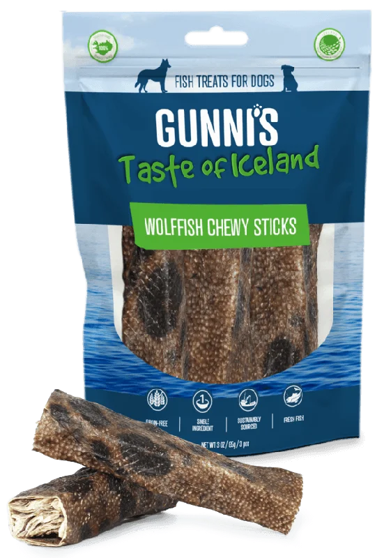 Gunni's Wolffish Skin Chewy Sticks, 3pcs