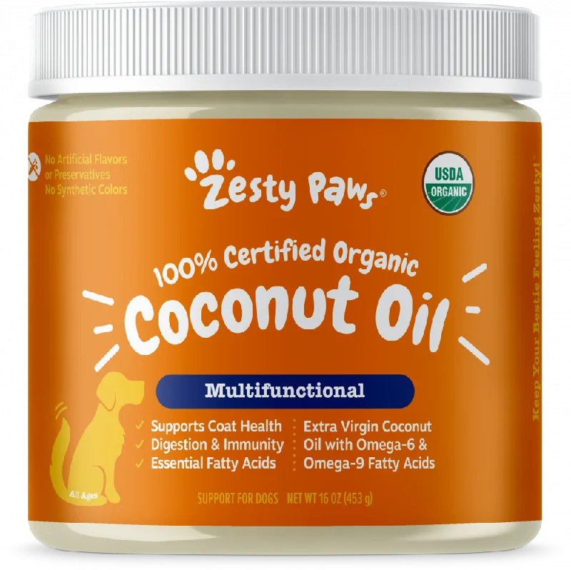 Zesty Paws 100% Certified Organic Extra Virgin Coconut Oil for Dogs