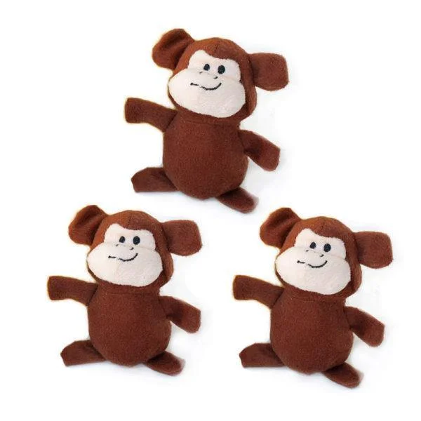 ZippyPaws Miniz - Monkeys 3-Pack