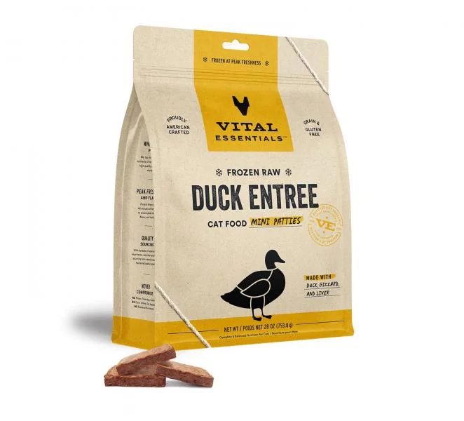 Vital Essentials Cat Frozen Duck Mini Patties Entree 28 oz