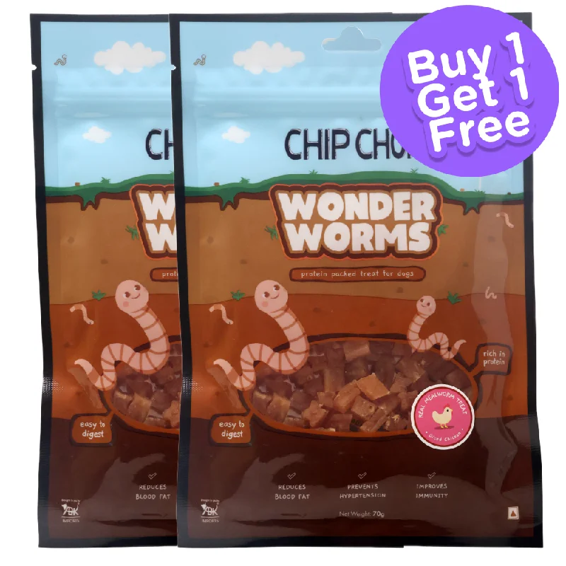 Chip Chops Wonder Worms Diced Chicken with Mealworms Dog Treats (Limited Shelf Life) (Buy 1 Get 1)