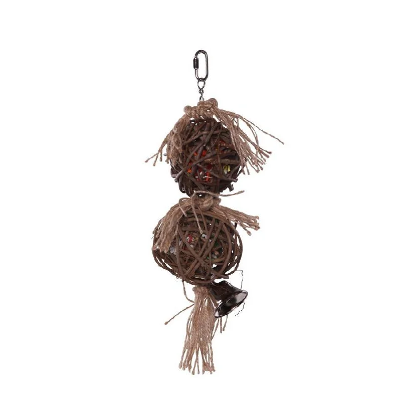 Kazoo Bird Toy Double Wicker Ball with Bell Medium