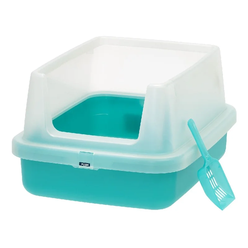 Open-Top Cat Litter Pan with Hood and Grid