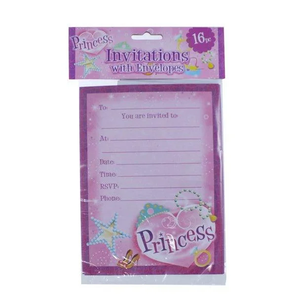 Party Invitations 16 Pk Princess