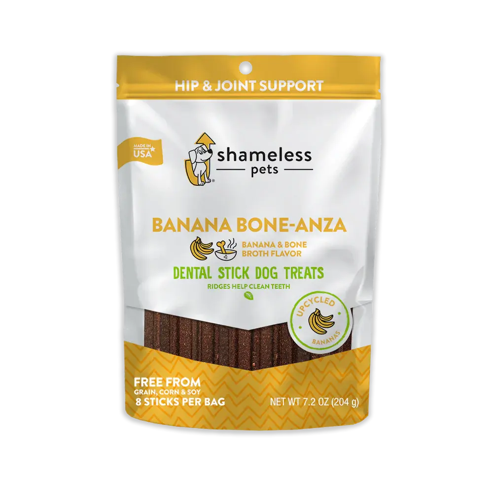 Shameless Pets Banana Bone-anza Dental Sticks Dog Treats