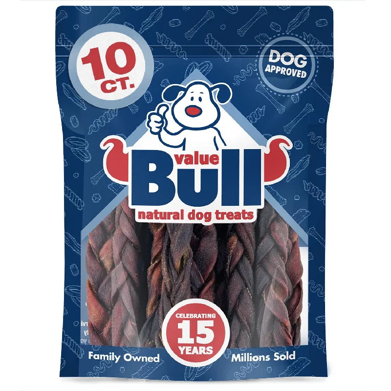 ValueBull Beef Collagen Braids for Dogs, Thin 5-6 Inch, 10 Count