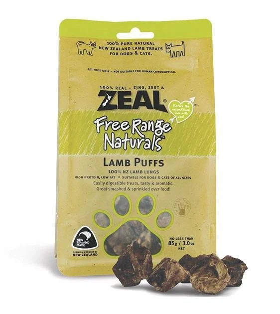 Zeal Free Range Air Dried Cat and Dog Treats (Lamb Puffs)