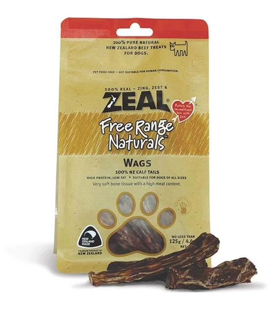 Zeal Free Range Air Dried Dog Treats (Calf Tail Wags)